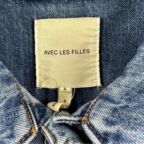 Avec Les Filles Follow Me Embroidered Jean Jacket Size Small 100% Cotton - Picture 8 of 9